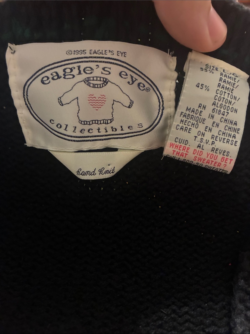 Vintage hand knit fall embroidered chunky cardigan sweater - Picture 7 of 7